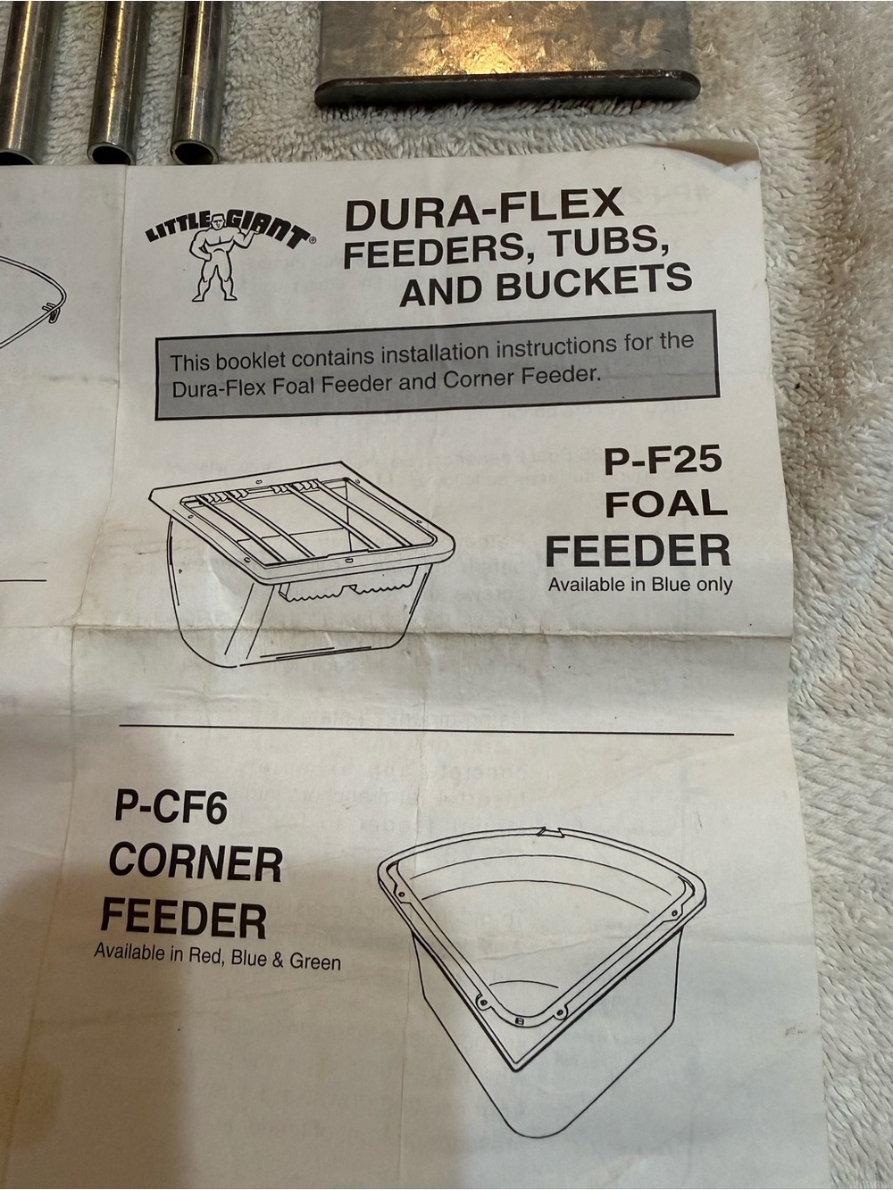 Dura-Flex Blue Foal Feeder Replacement Hardware only Plate / screws / rods